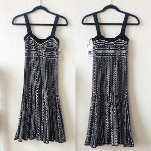Missoni Fit Flare Knot Dress Black White